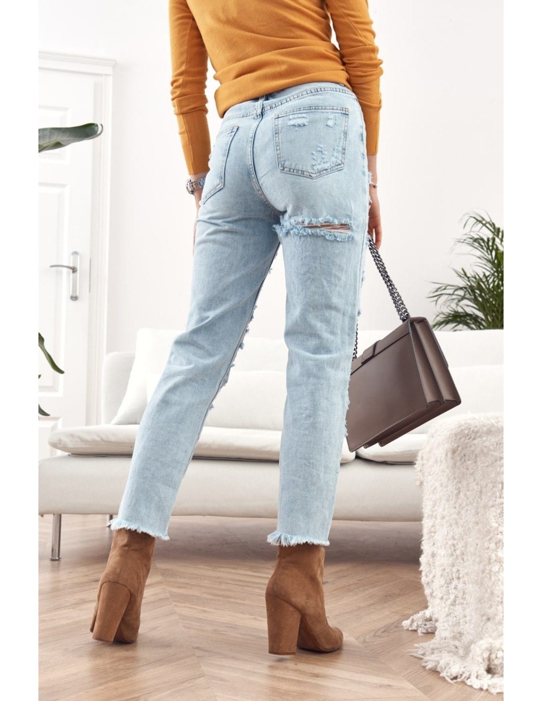 High-waisted jeans trousers Boyfriend 02700 - Online store - Boutique